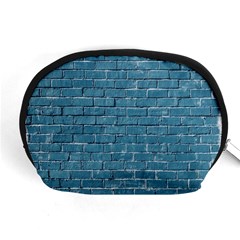 White And Blue Brick Wall Accessory Pouch (medium) by artworkshop