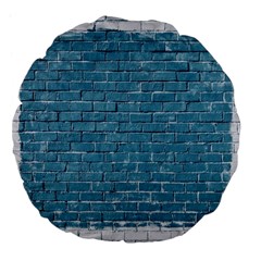 White And Blue Brick Wall Large 18  Premium Flano Round Cushions by artworkshop