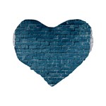 White And Blue Brick Wall Standard 16  Premium Flano Heart Shape Cushions Back