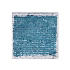 White And Blue Brick Wall Satin Bandana Scarf 22  X 22  by artworkshop