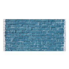 White And Blue Brick Wall Satin Shawl 45  X 80  by artworkshop