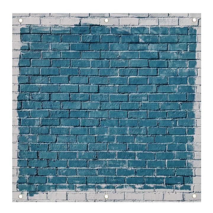 White And Blue Brick Wall Banner and Sign 4  x 4 