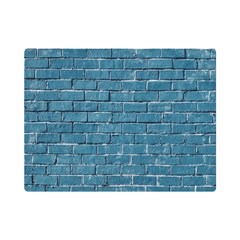 White And Blue Brick Wall One Side Premium Plush Fleece Blanket (mini) by artworkshop