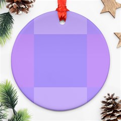 Pixel Plaid Lilac Lavender Mauve Violet Purple  Ornament (round) by Mazipoodles