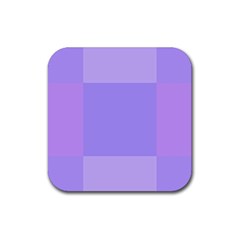 Pixel Plaid Lilac Lavender Mauve Violet Purple  Rubber Coaster (square) by Mazipoodles