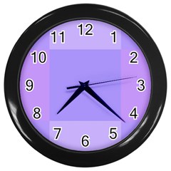 Pixel Plaid Lilac Lavender Mauve Violet Purple  Wall Clock (black) by Mazipoodles