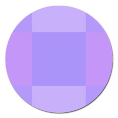 Pixel Plaid Lilac Lavender Mauve Violet Purple  Magnet 5  (round) by Mazipoodles