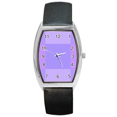 Pixel Plaid Lilac Lavender Mauve Violet Purple  Barrel Style Metal Watch by Mazipoodles