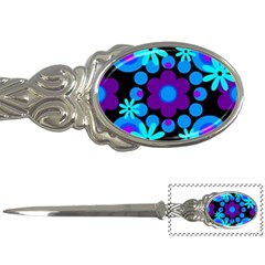 Flowers Pearls And Donuts Blue Purple Black Letter Opener by Mazipoodles