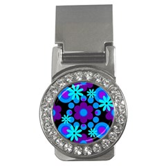 Flowers Pearls And Donuts Blue Purple Black Money Clips (cz)  by Mazipoodles