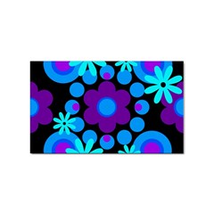 Flowers Pearls And Donuts Blue Purple Black Sticker (rectangular) by Mazipoodles