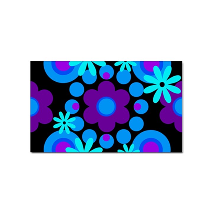 Flowers Pearls And Donuts Blue Purple Black Sticker (Rectangular)