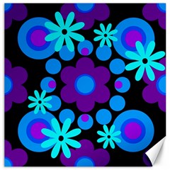 Flowers Pearls And Donuts Blue Purple Black Canvas 16  X 16  by Mazipoodles