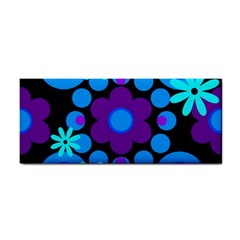 Flowers Pearls And Donuts Blue Purple Black Hand Towel by Mazipoodles