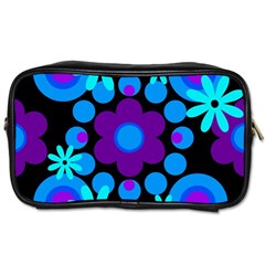 Flowers Pearls And Donuts Blue Purple Black Toiletries Bag (two Sides) by Mazipoodles