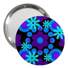 Flowers Pearls And Donuts Blue Purple Black 3  Handbag Mirrors