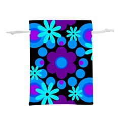 Flowers Pearls And Donuts Blue Purple Black Lightweight Drawstring Pouch (s) by Mazipoodles