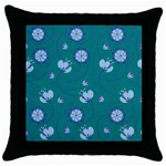 Floral-seamless-pattern Throw Pillow Case (Black) Front