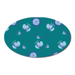 Floral-seamless-pattern Oval Magnet