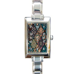 Flower Texture Rectangle Italian Charm Watch by artworkshop