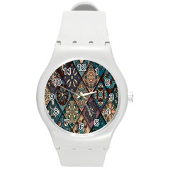 Flower Texture Round Plastic Sport Watch (m) by artworkshop