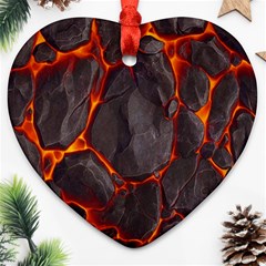 Lava Volcanic Rock Texture Ornament (heart) by artworkshop