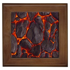 Lava Volcanic Rock Texture Framed Tile by artworkshop