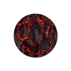 Lava Volcanic Rock Texture Rubber Coaster (round) by artworkshop