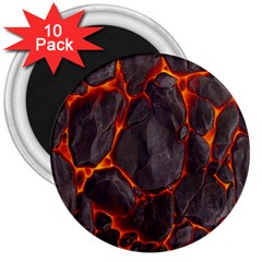 Lava Volcanic Rock Texture 3  Magnets (10 Pack)  by artworkshop