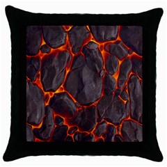 Lava Volcanic Rock Texture Throw Pillow Case (black) by artworkshop