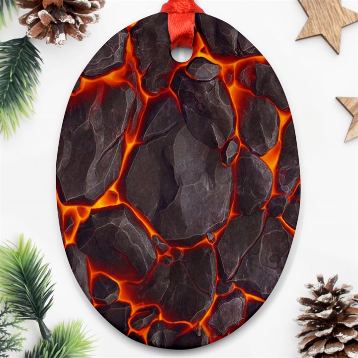 Lava Volcanic Rock Texture Oval Ornament (Two Sides)