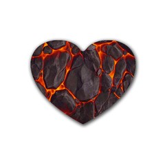 Lava Volcanic Rock Texture Rubber Heart Coaster (4 Pack) by artworkshop