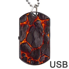 Lava Volcanic Rock Texture Dog Tag Usb Flash (one Side) by artworkshop