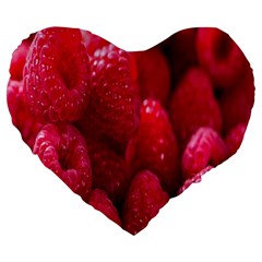 Raspberries Large 19  Premium Heart Shape Cushions by artworkshop