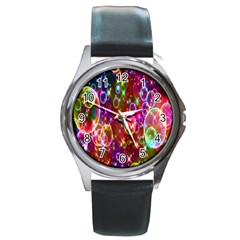 Rainbow Spectrum Bubbles Round Metal Watch by artworkshop