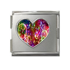 Rainbow Spectrum Bubbles Mega Link Heart Italian Charm (18mm)