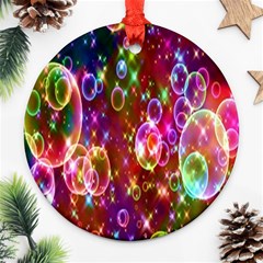 Rainbow Spectrum Bubbles Round Ornament (two Sides) by artworkshop