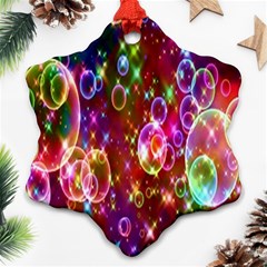 Rainbow Spectrum Bubbles Ornament (snowflake) by artworkshop