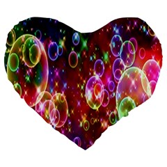 Rainbow Spectrum Bubbles Large 19  Premium Heart Shape Cushions by artworkshop