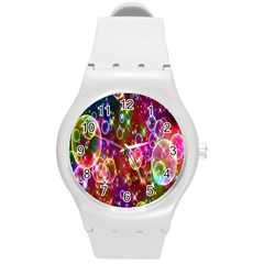 Rainbow Spectrum Bubbles Round Plastic Sport Watch (m) by artworkshop