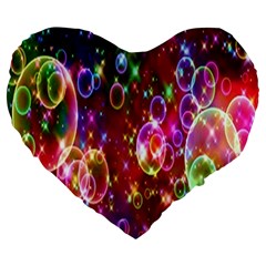 Rainbow Spectrum Bubbles Large 19  Premium Flano Heart Shape Cushions by artworkshop