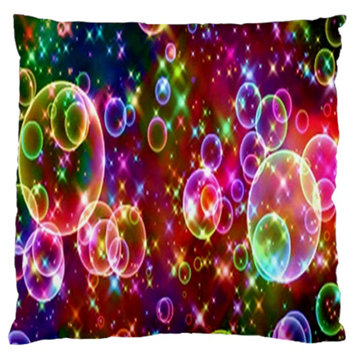 Rainbow spectrum bubbles Large Premium Plush Fleece Cushion Case (Two Sides)