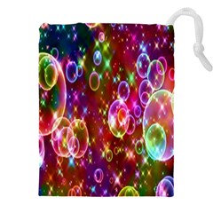 Rainbow Spectrum Bubbles Drawstring Pouch (5xl) by artworkshop