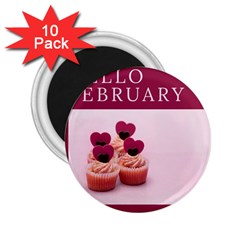 Hello February Text And Cupcakes 2 25  Magnets (10 Pack)  by artworkshop