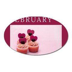 Hello February Text And Cupcakes Oval Magnet by artworkshop