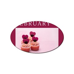 Hello February Text And Cupcakes Sticker Oval (100 Pack) by artworkshop