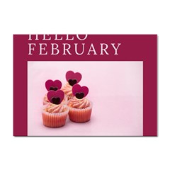 Hello February Text And Cupcakes Sticker A4 (100 Pack) by artworkshop