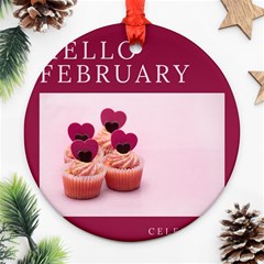 Hello February Text And Cupcakes Ornament (round) by artworkshop