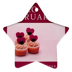 Hello February Text And Cupcakes Ornament (star)