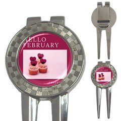 Hello February Text And Cupcakes 3-in-1 Golf Divots by artworkshop